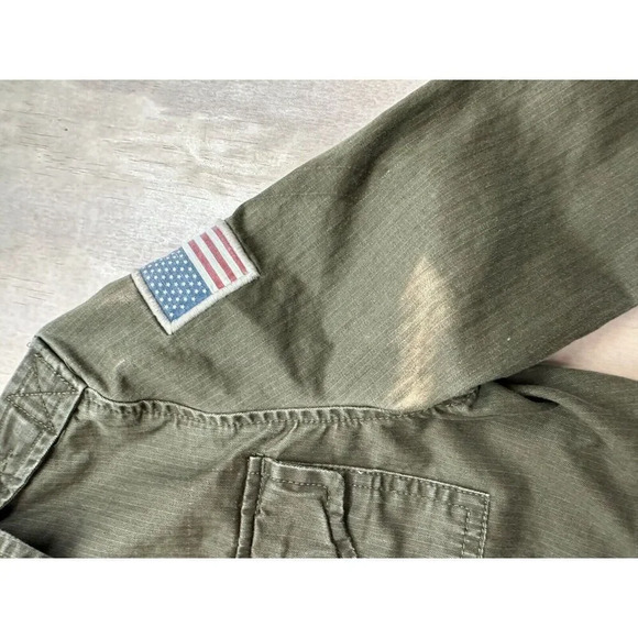 Polo Ralph Lauren Green Military Jacket Coat USA Flag Patch Child Size S 6 - Picture 2 of 10